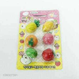 New Design 6 Pieces Fruit Shape Eraser Set