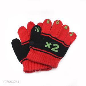 Wholesale cotton yarn children knit warm winter gloves