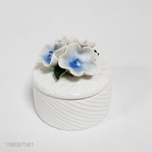 Wholesale price ceramic jewelry box of heart-shaped flowers decoration