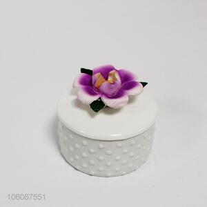 Hot Sale Products Ceramic Jewelry Box with Flowers on Lid