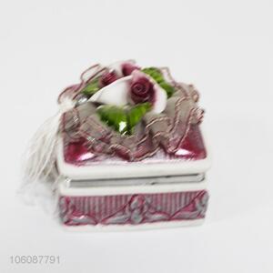 Wholesale Ceramic Daisy Decor Jewelry Box with Lid for Gift