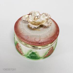 Luxury flower ornament ceramic jewel box trinket present box