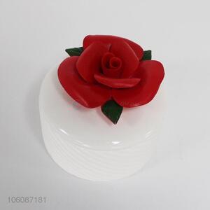 Top sale flower ornament ceramic jewel box trinket present box