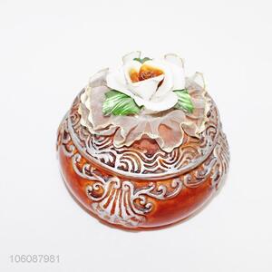 Hot sale flower ornament ceramic jewel box trinket present box