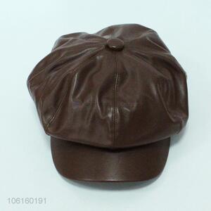 Factory Price PU Man Beret Cap