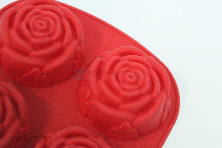 Food grade 6 cavity silicone rose cake mold