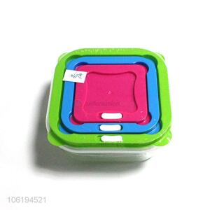 Wholesale 3pcs colorful square plastic food containers set