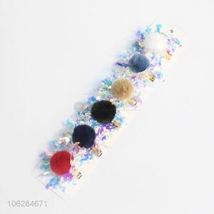 Bulk price artificial fur ball hair clip hairpins