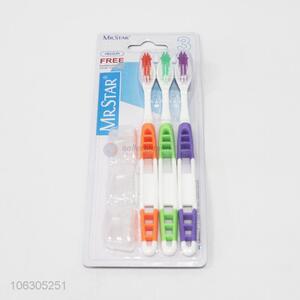 High quality 3pcs plastic adult toothbrush