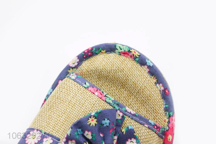 New Flowers Design Open Toe Home Bedroom Linen Slippers