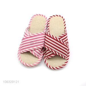 Premium Quality Bedroom Floor Slippers Open Toe Indoor Linen Slippers