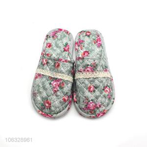 Factory Price Comfort Cotton Slippers Closed Toe Indoor Slipper