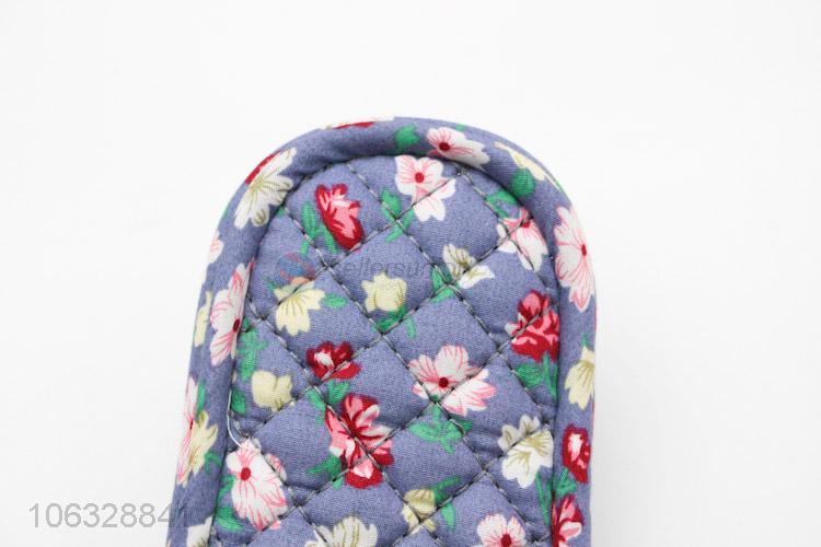 Wholesale Open Toe Cotton Cloth Printed Slippers With Lace