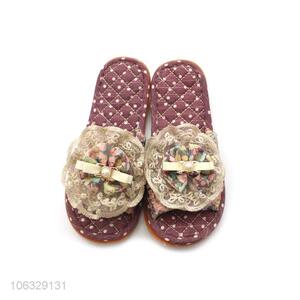 Custom Linen Open Toe Breathable Non-Skid Slippers For Home