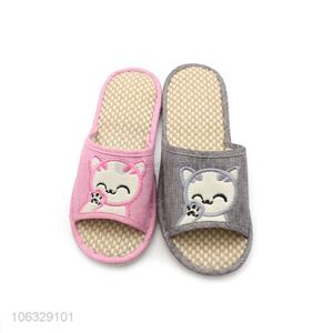 Simple Non-Slip Breathable Linen Slipper Opens Toe Slipper