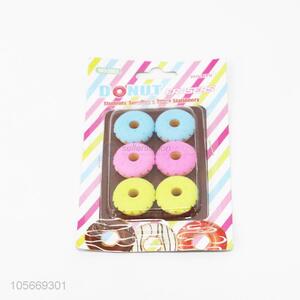 Best Sale 6PC Funny Food Style Donut Shaped Non-Toxic Eraser For Kids