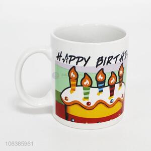 Wholesale premium birthday cake printed ceramic cup