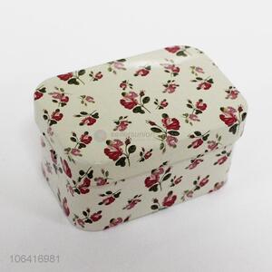 Custom Flower Pattern Iron Cans Mini Storage Box