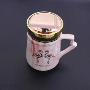 New Design Flamingo Ceramic Mug With Mirror Cover