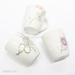 Wholesale beautiful rose decal ceramic mug with handle