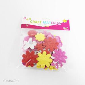 Promotional non-toxic kids DIY EVA foam flower stickers with glitter