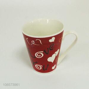 High quality popular heart pattern ceramic mug with handle