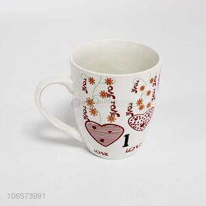 New products fashion heart pattern ceramic water cup