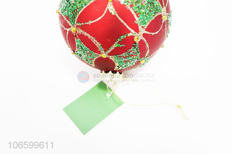 Best selling art design Christmas hanging ball glitter glass ball