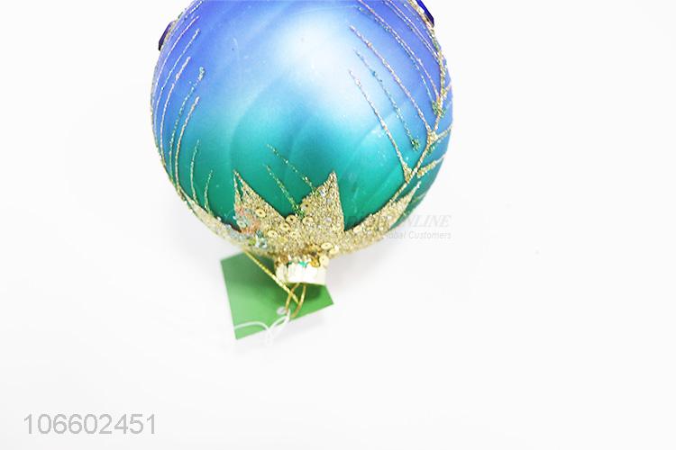 Best quality peacock design Christmas tree ornaments glass ball