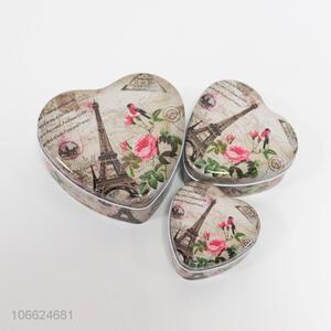 Custom 3 Pieces Heart Shape Tinplate Box Set