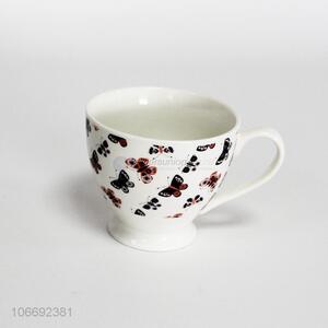 Top Selling Butterfly Pattern Ceramic Cup with Handle