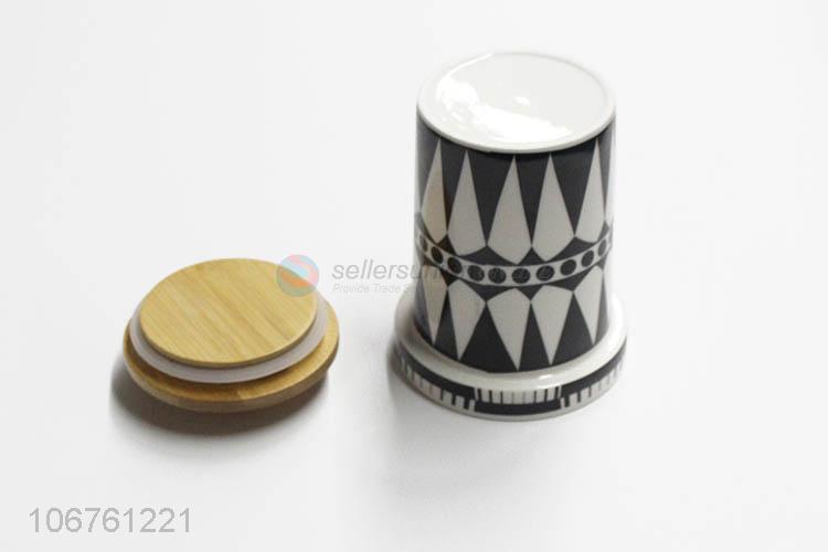 China OEM geometric pattern decal ceramic storage jar