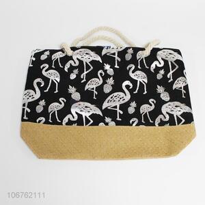 Best quality flamingo printed women beach bags fashion tote bag
