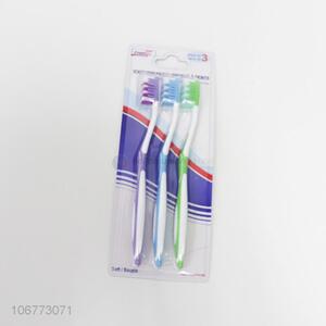 Best quality 3pcs household adult plastic toothbrush set