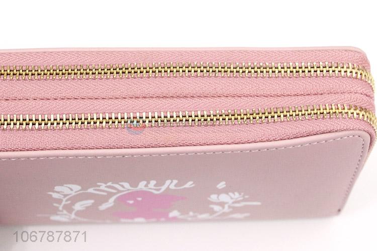 Good Quality Double Zipper Purse Colorful Wallets