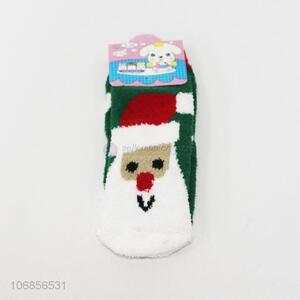 Factory price cute santa claus pattern winter socks for kids