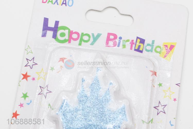 China supplier sky blue glitter candle for cake decoration