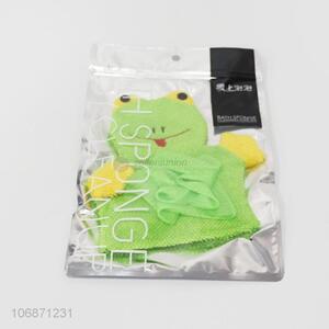 Unique design animal frog shape baby bath exfoliating scrubber bath glove