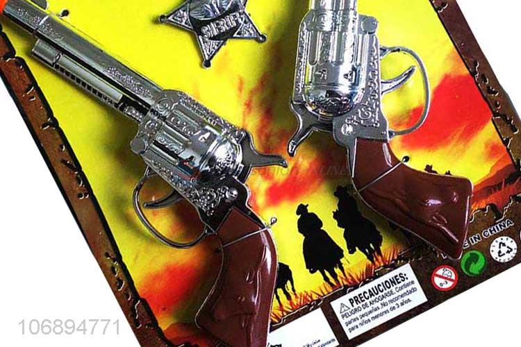 Hot Sale Double Plating Cowboy Gun And Police Badge Set