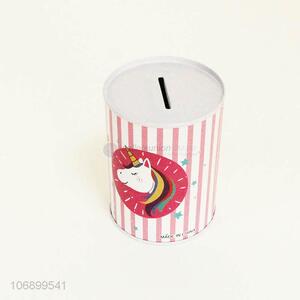 Hot selling cartoon unicorn printed money box tin cans