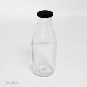 High quality clear glass milk bottle coffee bottle with cap