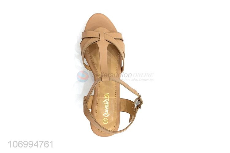 Popular products high heel pu leater sandal wedge sandal