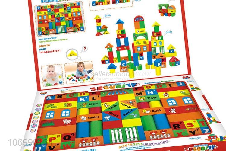 China OEM 68pcs colorful wooden building blocks toddler educational toys