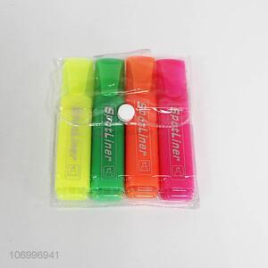 Reasonable price 4pcs plastic fluorescent pens plastic hilighters