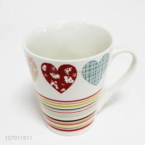 Best selling colorful heart pattern ceramic mug water cup