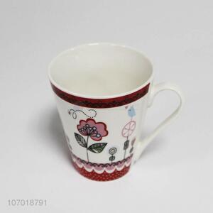 Wholesale personalized flowers pattern ceramic cup with handle