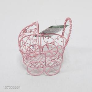 Wholesale exquisite metal wire baby stroller candy box, makeup sponge drying holder