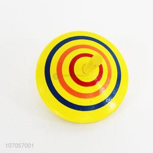 Low price children classic toy colorful wooden spinning top
