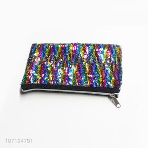 Fashion Colorful Sequins Pen Bag With Zipper