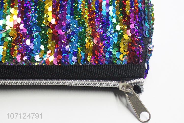 Fashion Colorful Sequins Pen Bag With Zipper